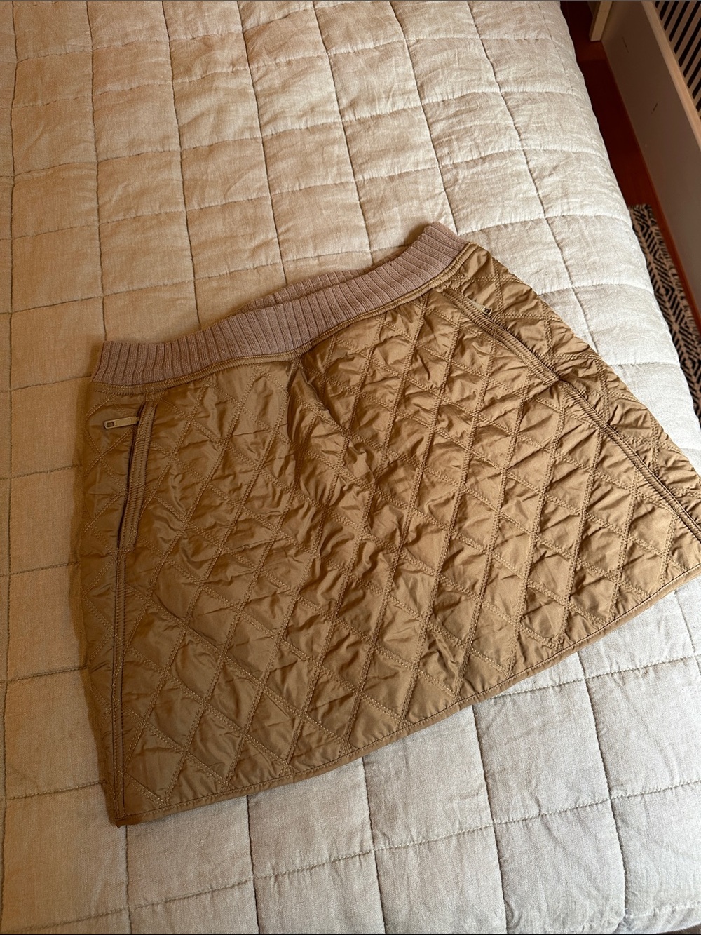 Quilted Fleece Prana Skirt Gold Medium